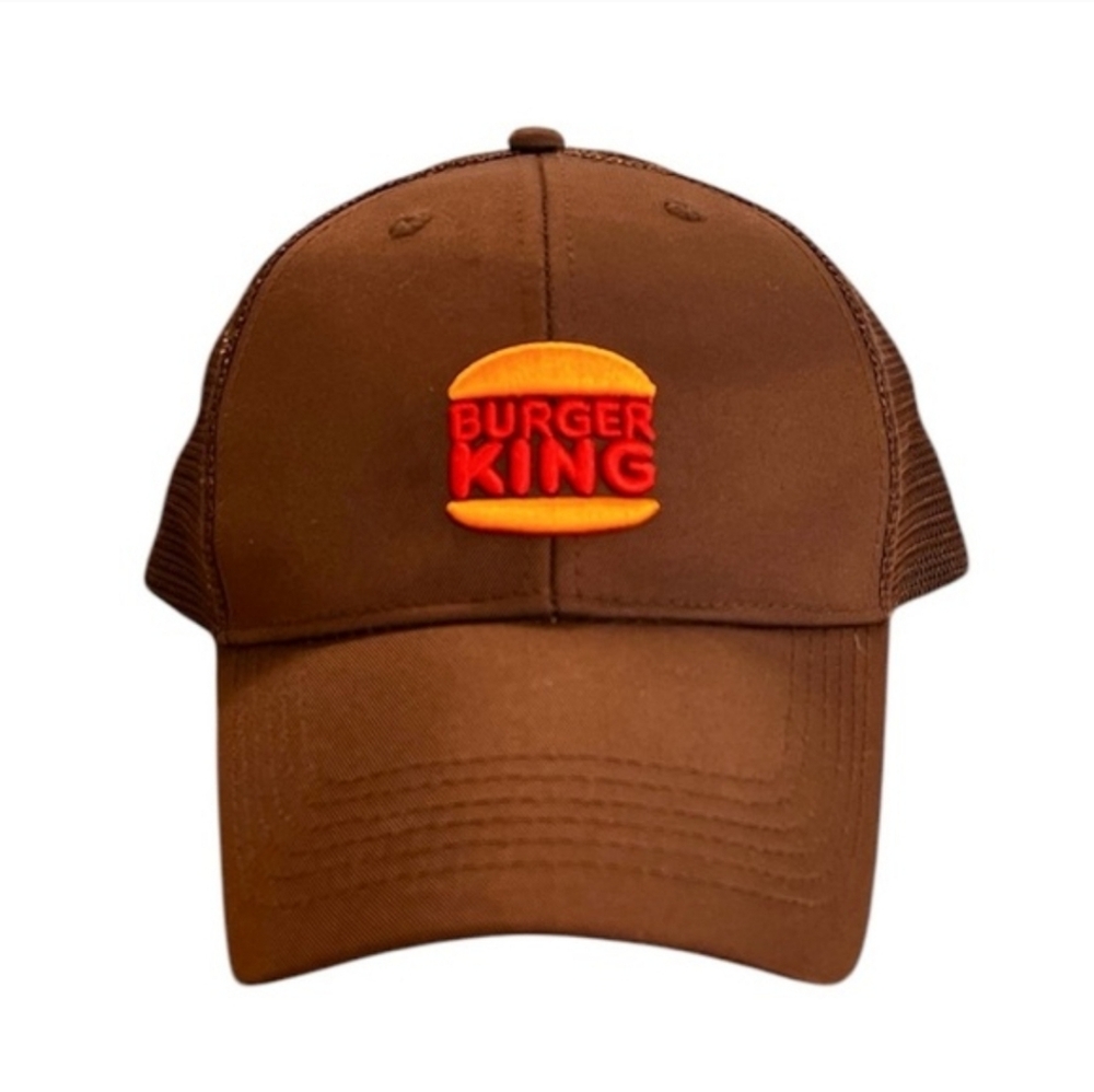 Burger King Trucker Style Logo Crew Hat Brown Orange Snapback Uniform Cap